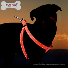Wholesale Reflektierende Neon Große Hundegeschirr Sicherheit Nylon LED Haustier Harness